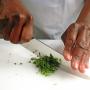 chopping herbs